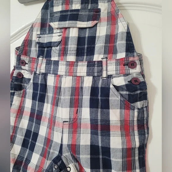 💥3/$24 Mommy&Me Red, White, And Blue Plaid Shortalls - Picture 2 of 7